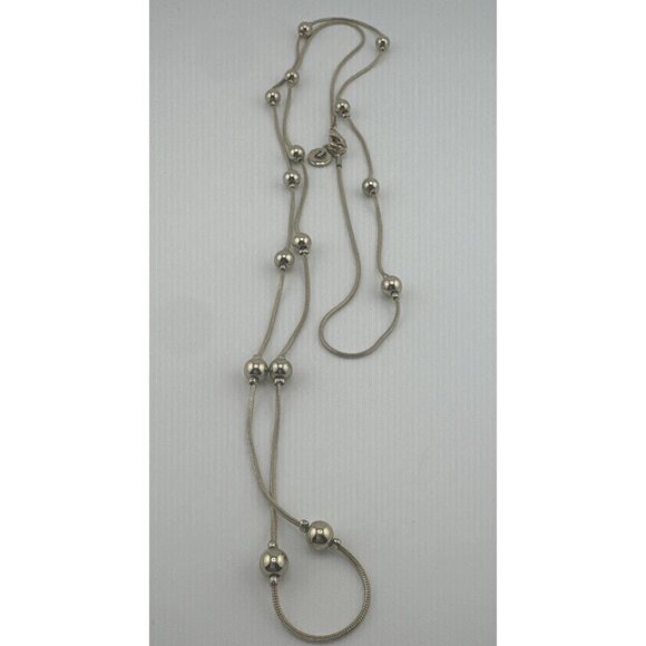 Vintage Gloria Vanderbilt Signature Ball And Chain Gold Tone Necklace 17” VGUC - Picture 1 of 3